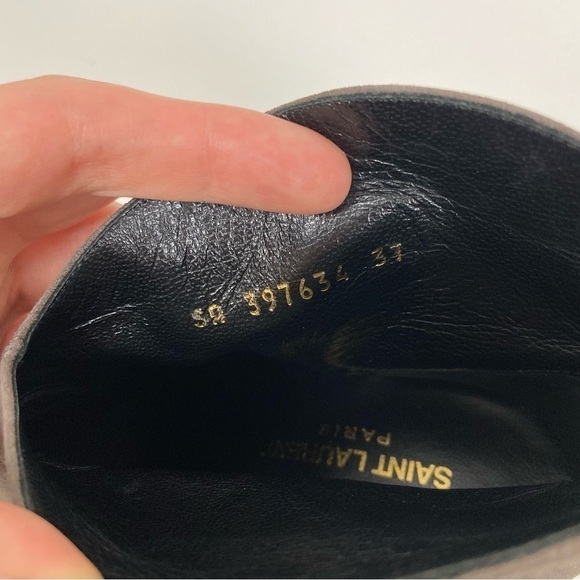 Saint Laurent Paris High Heeled Grey Suede Pointy Toe Ankle Boots Size 37 - Picture 11 of 13